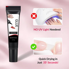 BONITIVA used on press-on nails showing secure hold for everyday activities