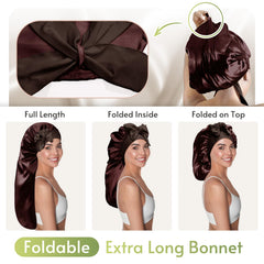 BONNET QUEEN closeup of wide spandex tie band for adjustable secure fit