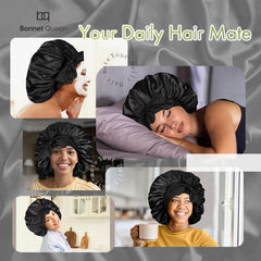 BONNET QUEEN close-up satin texture highlighting smooth fabric that reduces friction