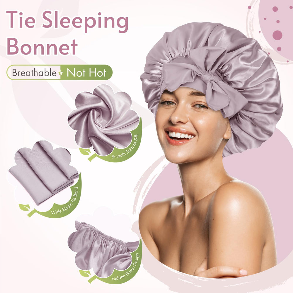 BONNET QUEEN worn by woman with curly hair showing preserved curls and reduced frizz