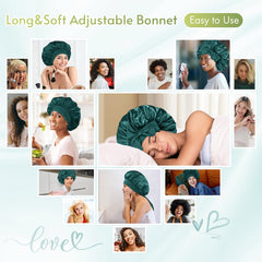 BONNET QUEEN bonnet in use on sleeper protecting curls and edges overnight