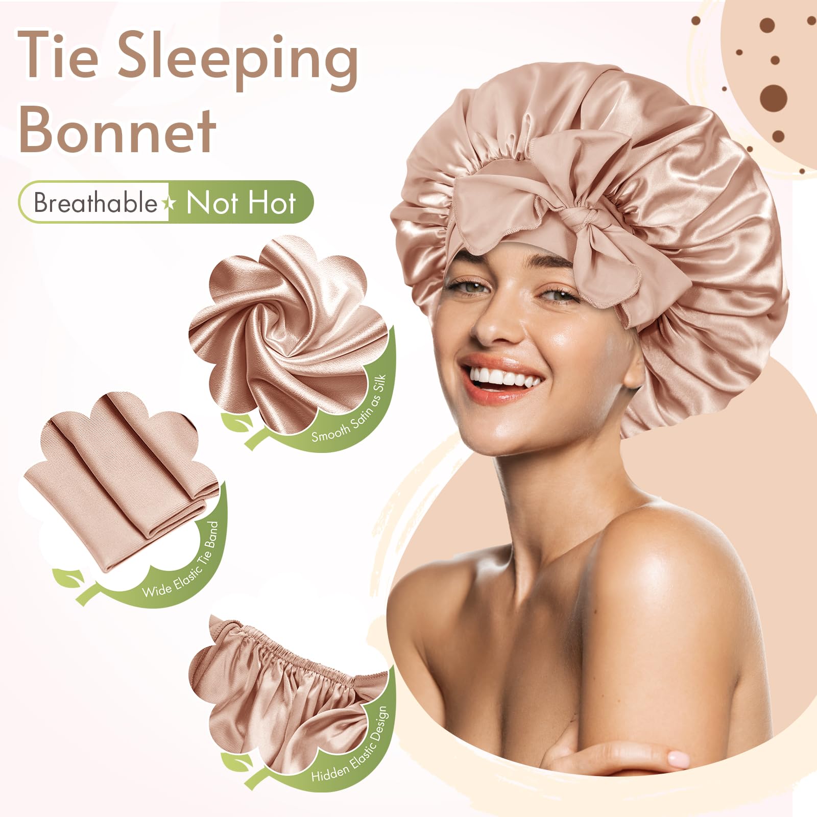BONNET QUEEN inside satin lining close-up showing smooth moisture-retaining fabric