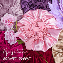 BONNET QUEEN in bedroom setting illustrating stylish sleepwear accessory use