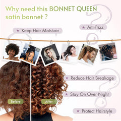 BONNET QUEEN bonnet worn by model sleeping showing curl preservation benefit