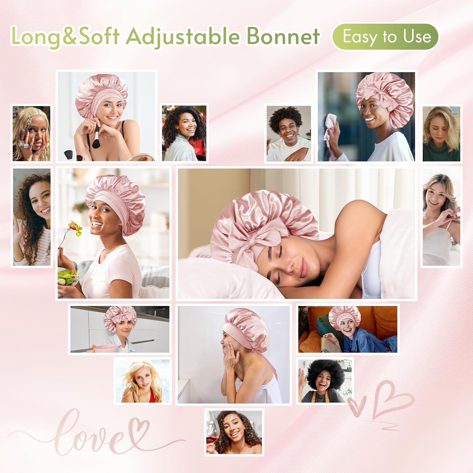 BONNET QUEEN model sleeping in bonnet illustrating protection for curls