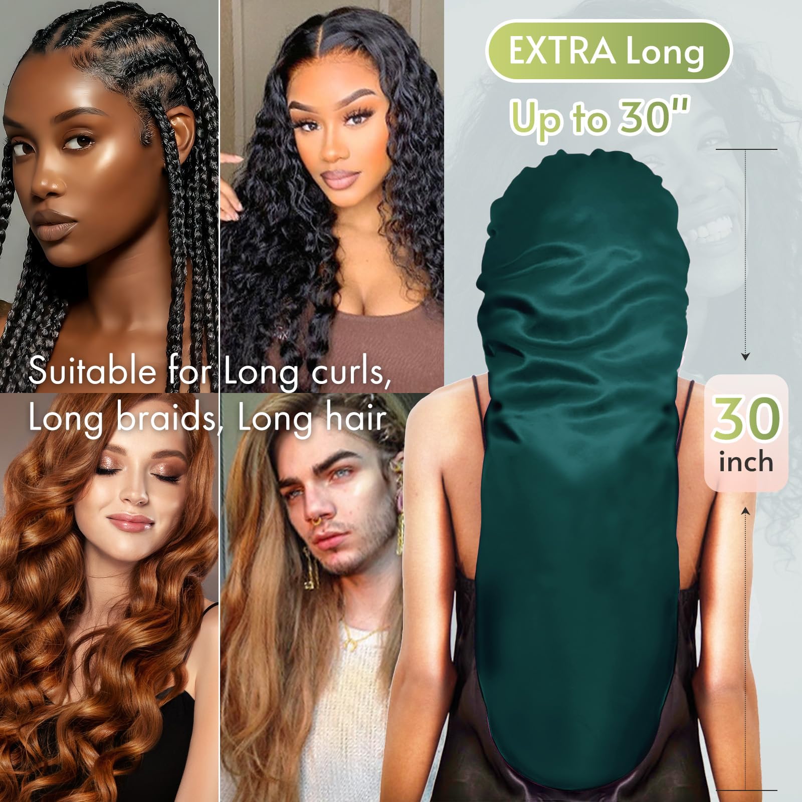 BONNET QUEEN worn by model with braids demonstrating secure, comfortable fit
