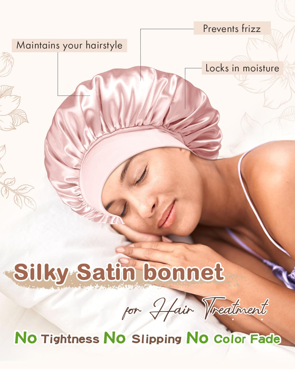 BONNET QUEEN smooth satin texture close-up highlighting gentle hair protection