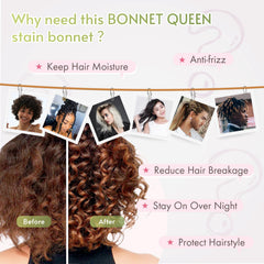BONNET QUEEN scale and size comparison showing generous volume for thick hair