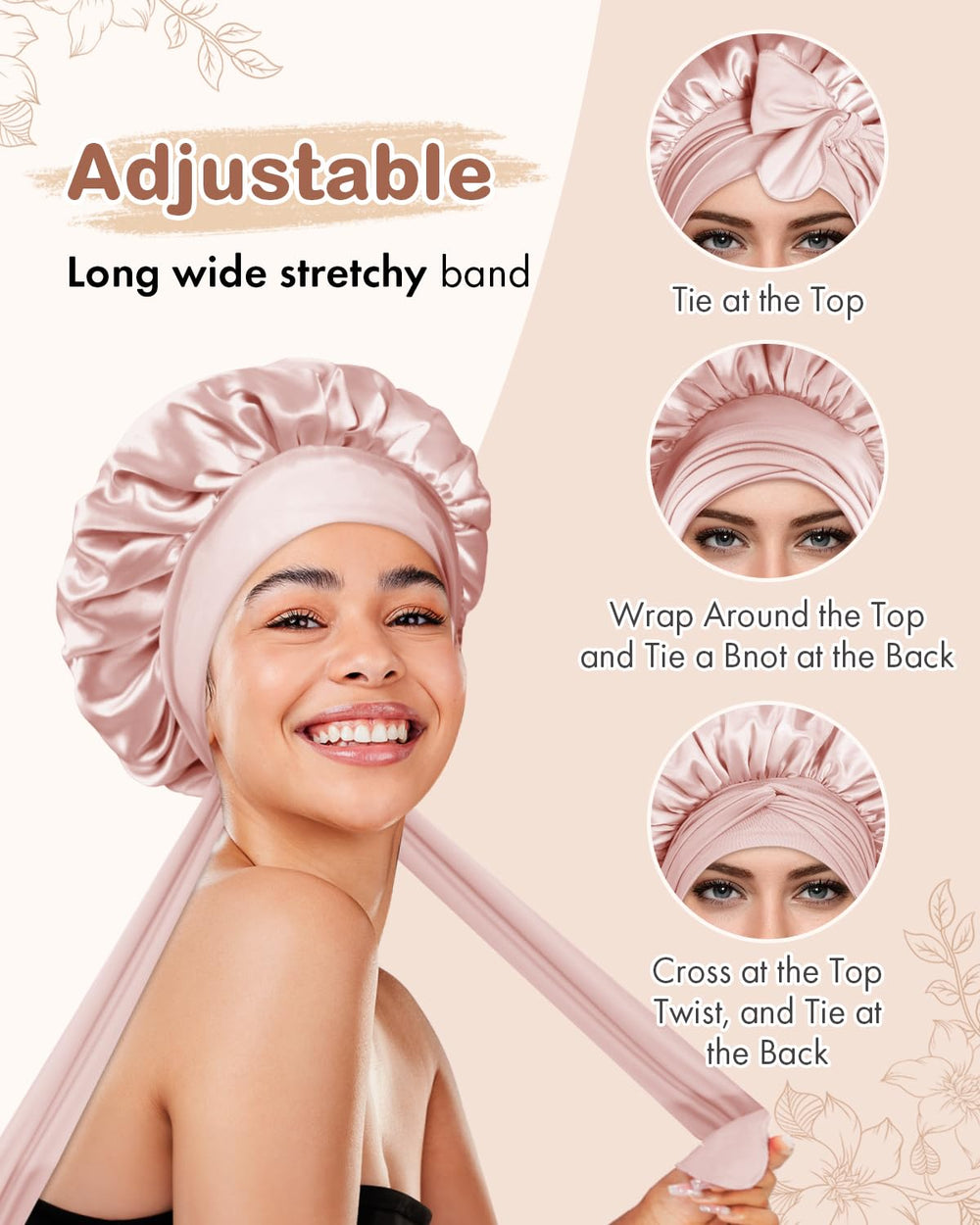 BONNET QUEEN side profile on model showing bonnet fit for short thin hair
