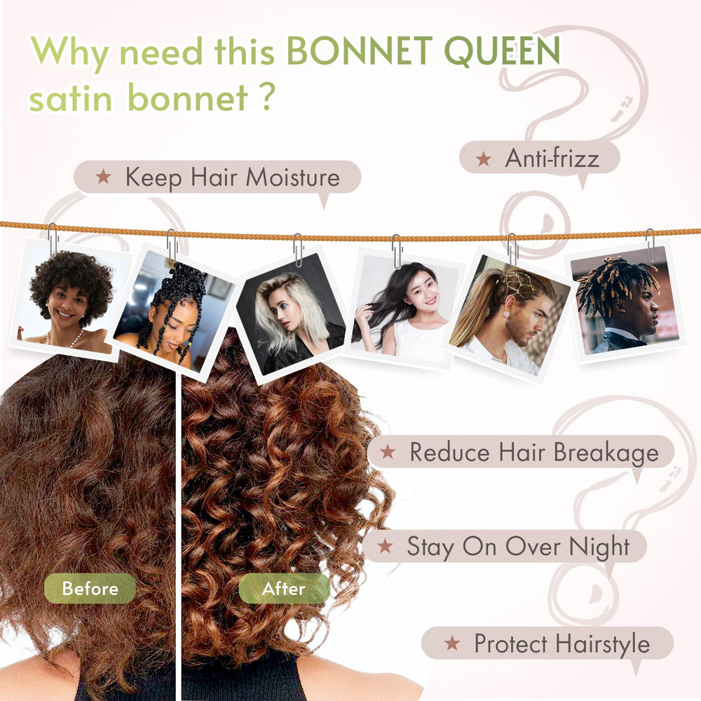 BONNET QUEEN size and scale comparison showing bonnet capacity for medium curls