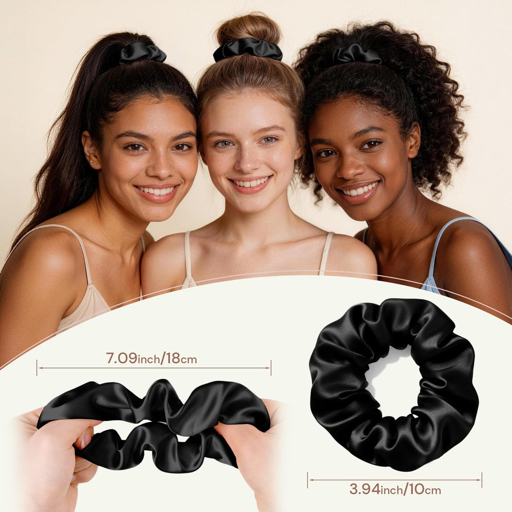 BONNET QUEEN scrunchie next to ruler showing compact size and easy portability