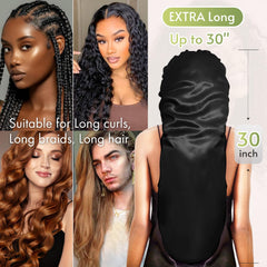 BONNET QUEEN satin texture close-up reducing friction on hair