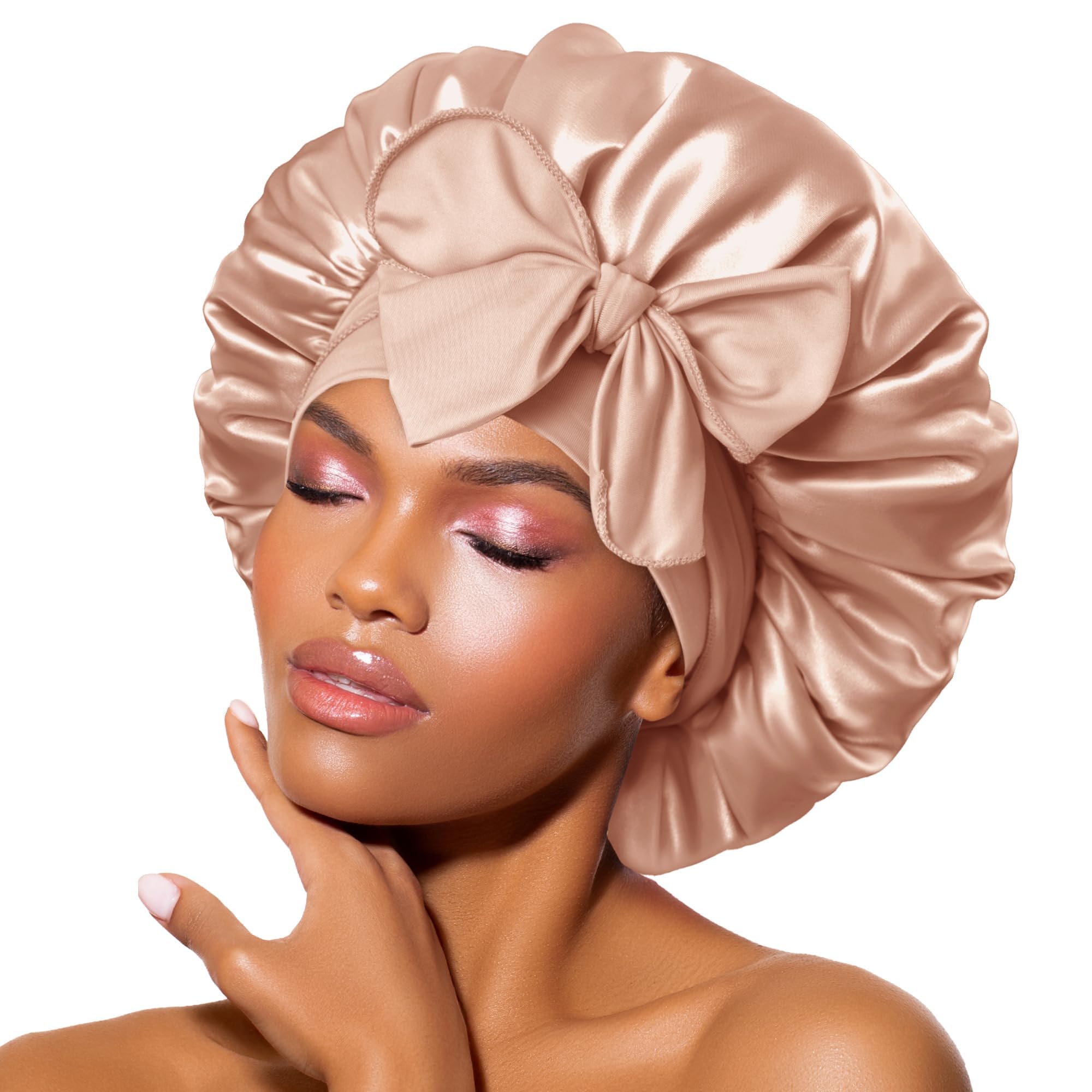 BONNET QUEEN bonnet styled with forehead bow demonstrating wearable fashion look