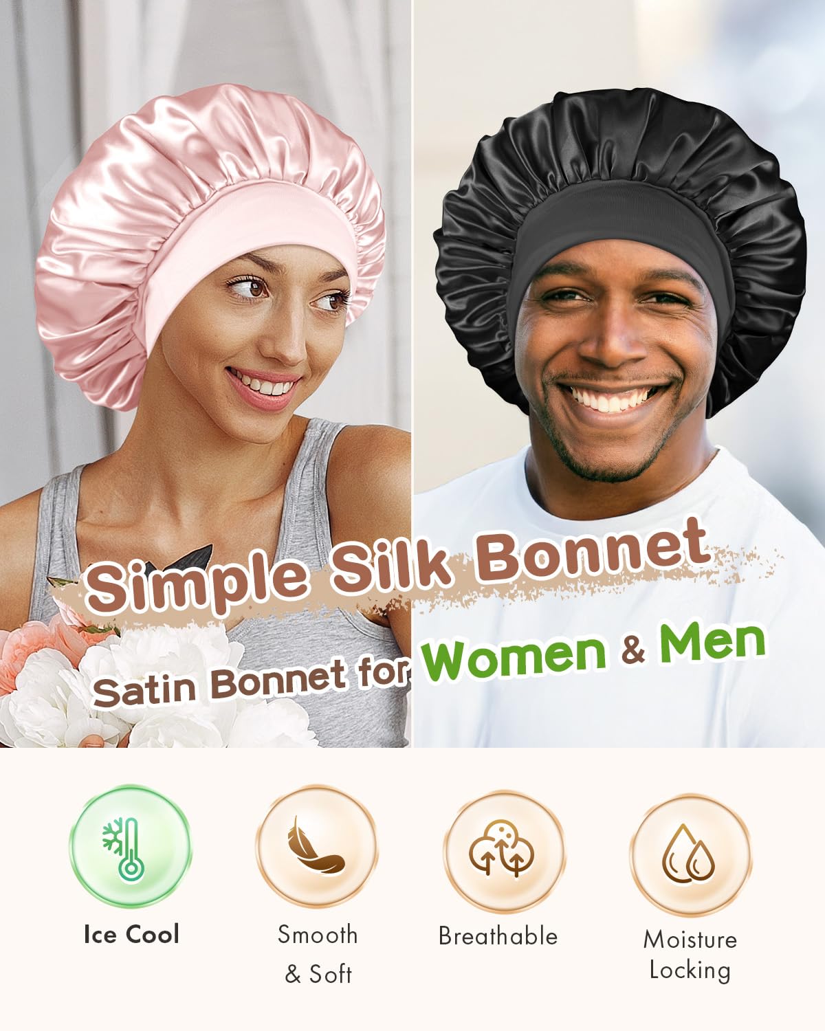 BONNET QUEEN wide elastic band detail demonstrating secure comfortable hold