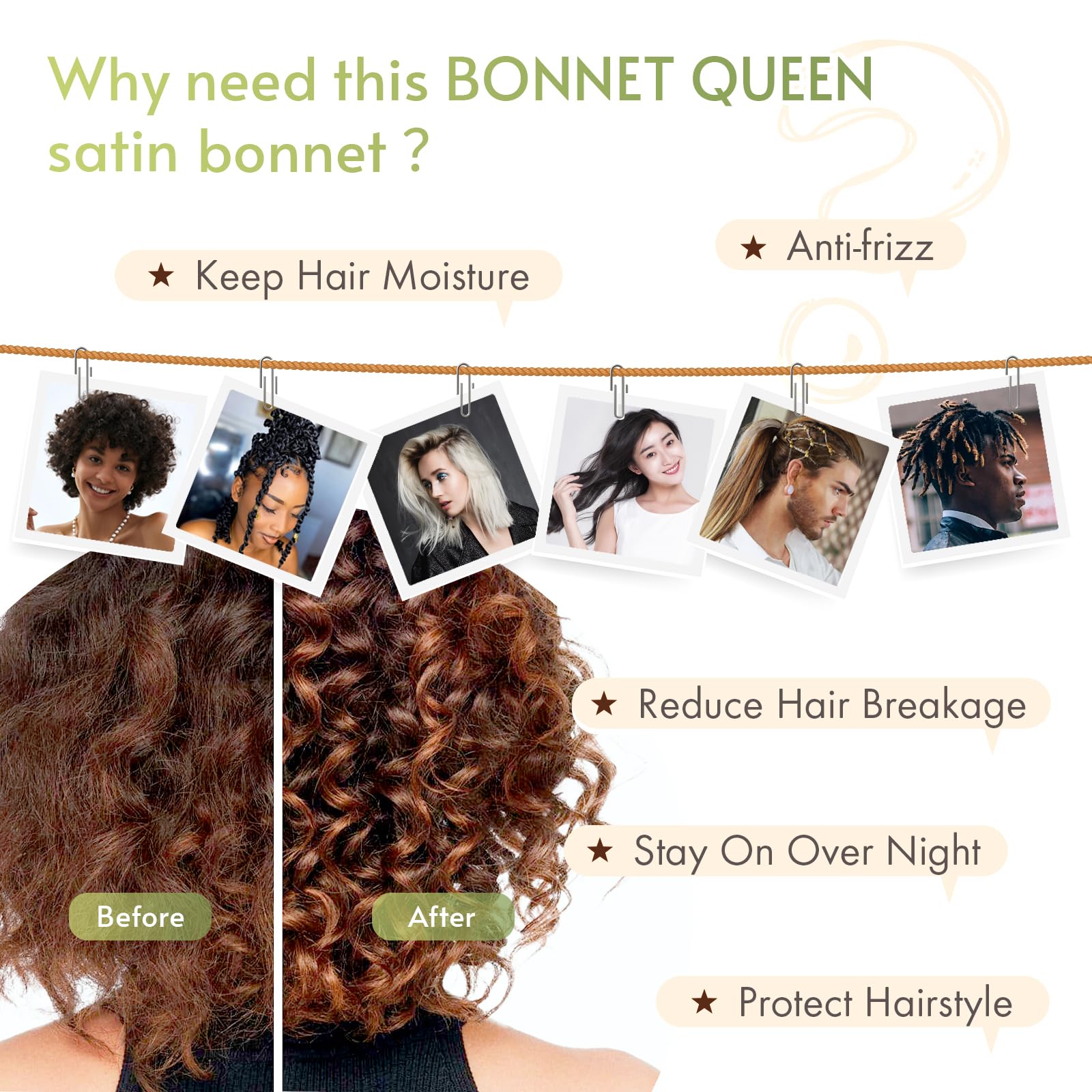 BONNET QUEEN bonnet holding wig and protecting edges from friction damage