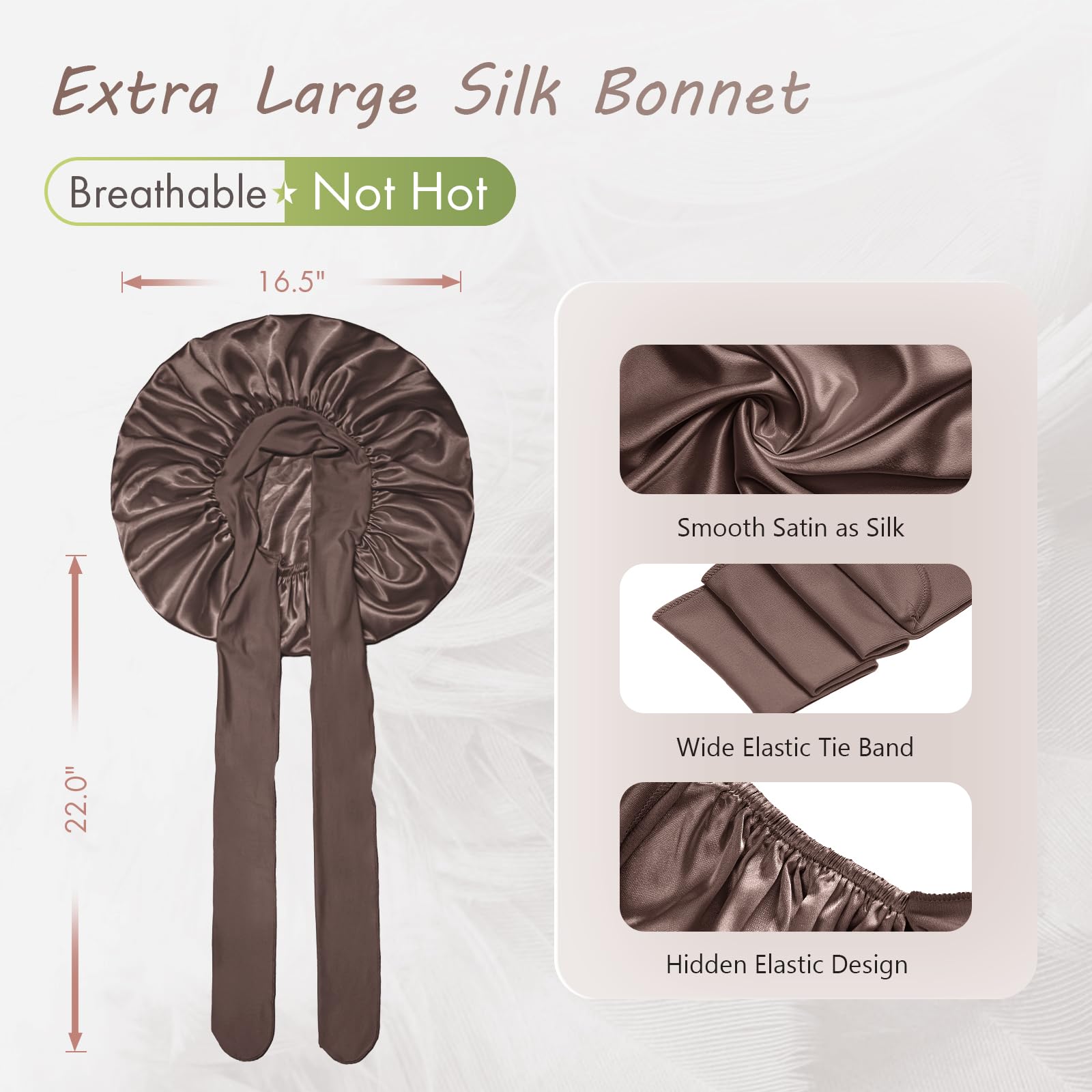 BONNET QUEEN satin fabric closeup showing smooth sheen that reduces friction