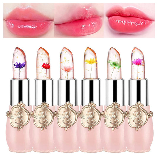 BONNIE CHOICE front packaging showing six crystal flower jelly lipsticks and box, gift-ready