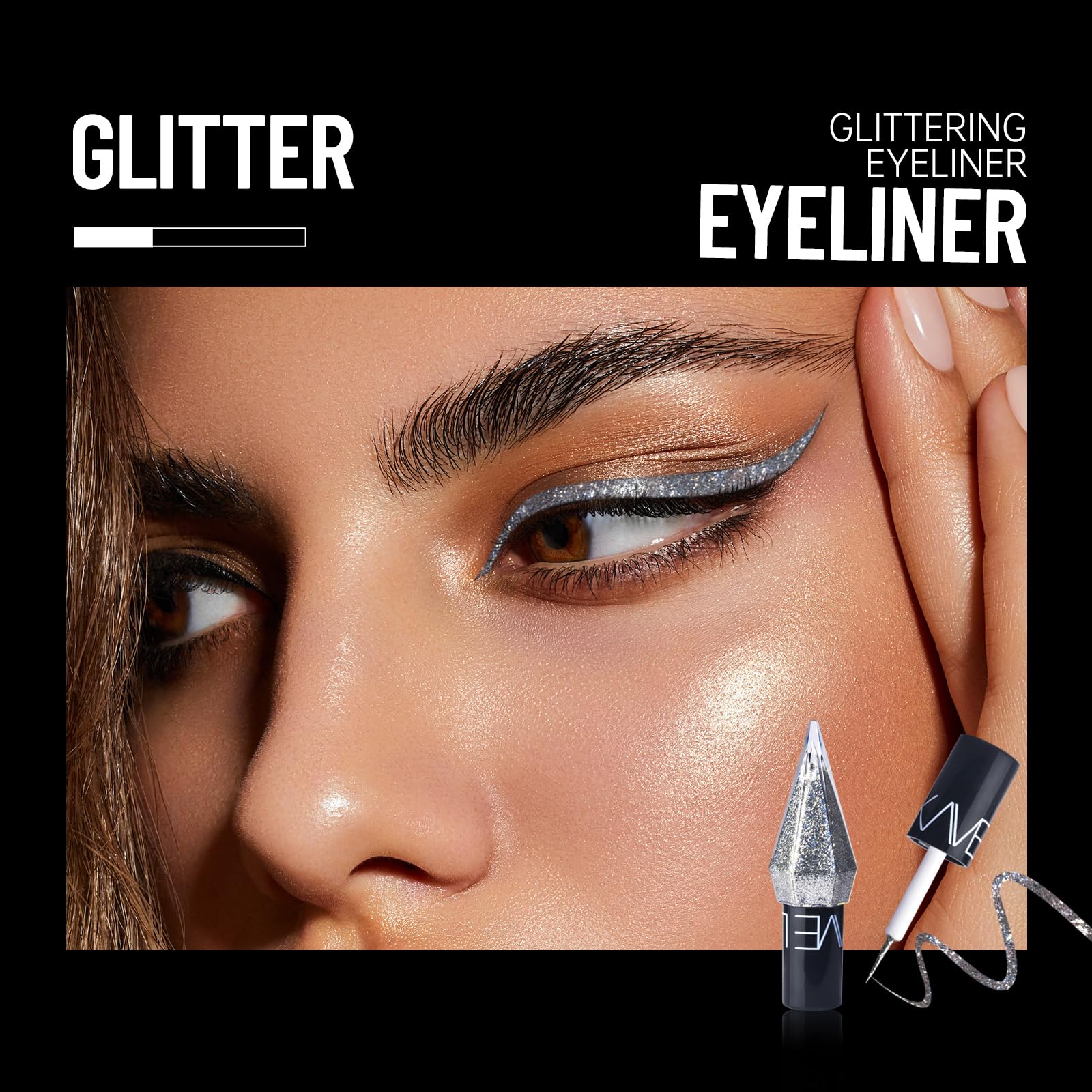 BONNIE CHOICE glitter texture macro highlighting metallic particles for sparkle