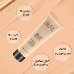 Boobeen application on fingertip demonstrating easy blending and buildable coverage