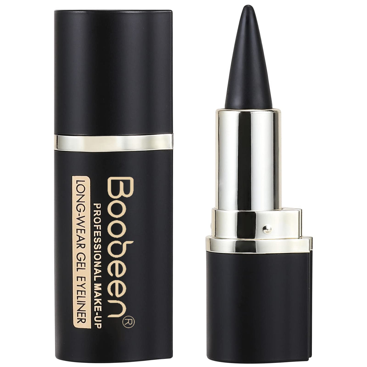 Boobeen front packaging showing pencil and bold black finish benefit lasting wear
