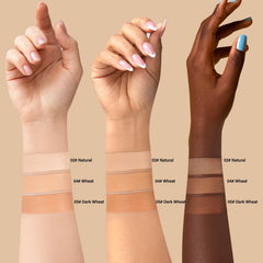 Boobeen shade comparison swatches showing Natural, Wheat and Dark Wheat match options