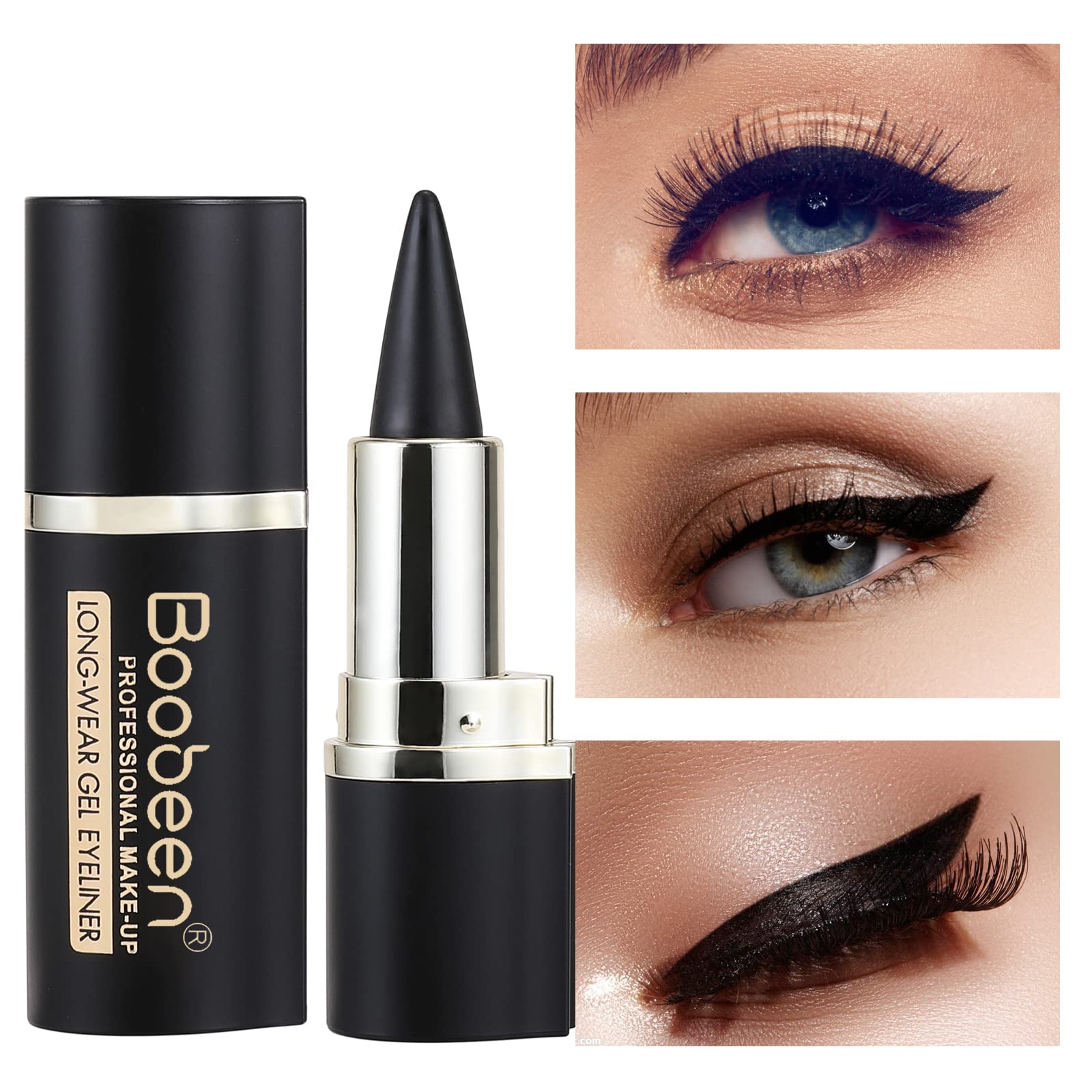 Boobeen swatch on skin showing intense black pigment and smooth application