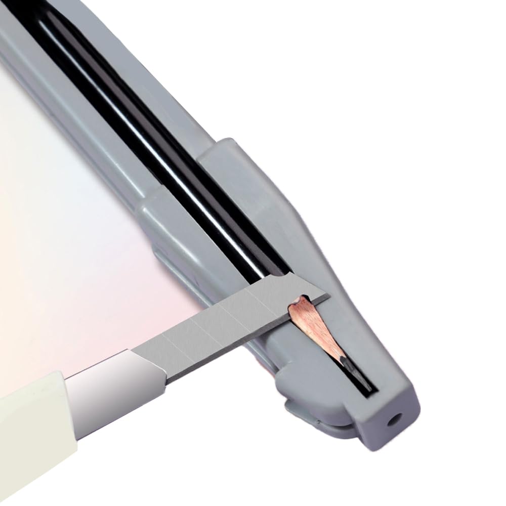 Booge duckbill sharpener front view showing slots for precision sharpening and portability