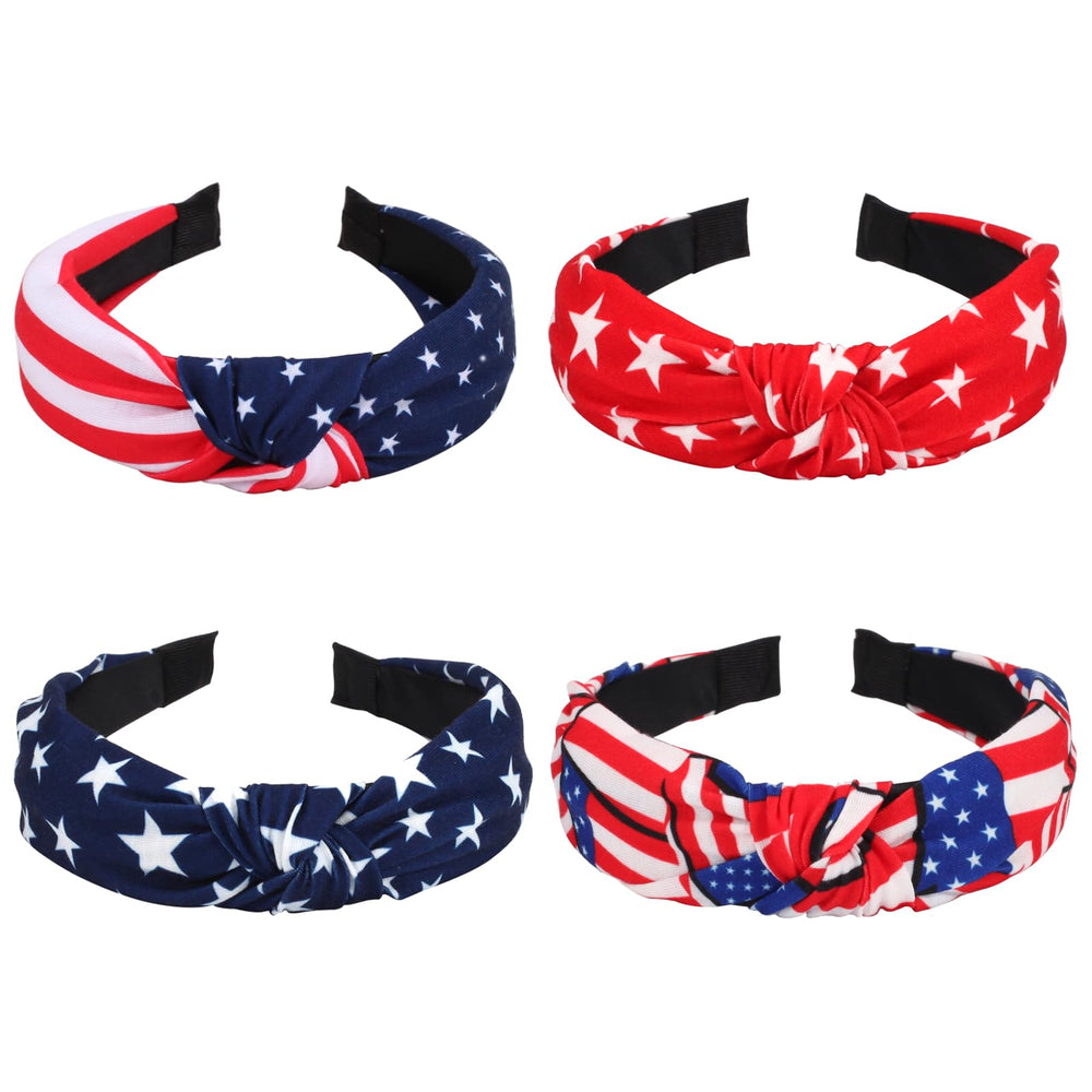 Bookay front packaging showing four patriotic headbands and appeal