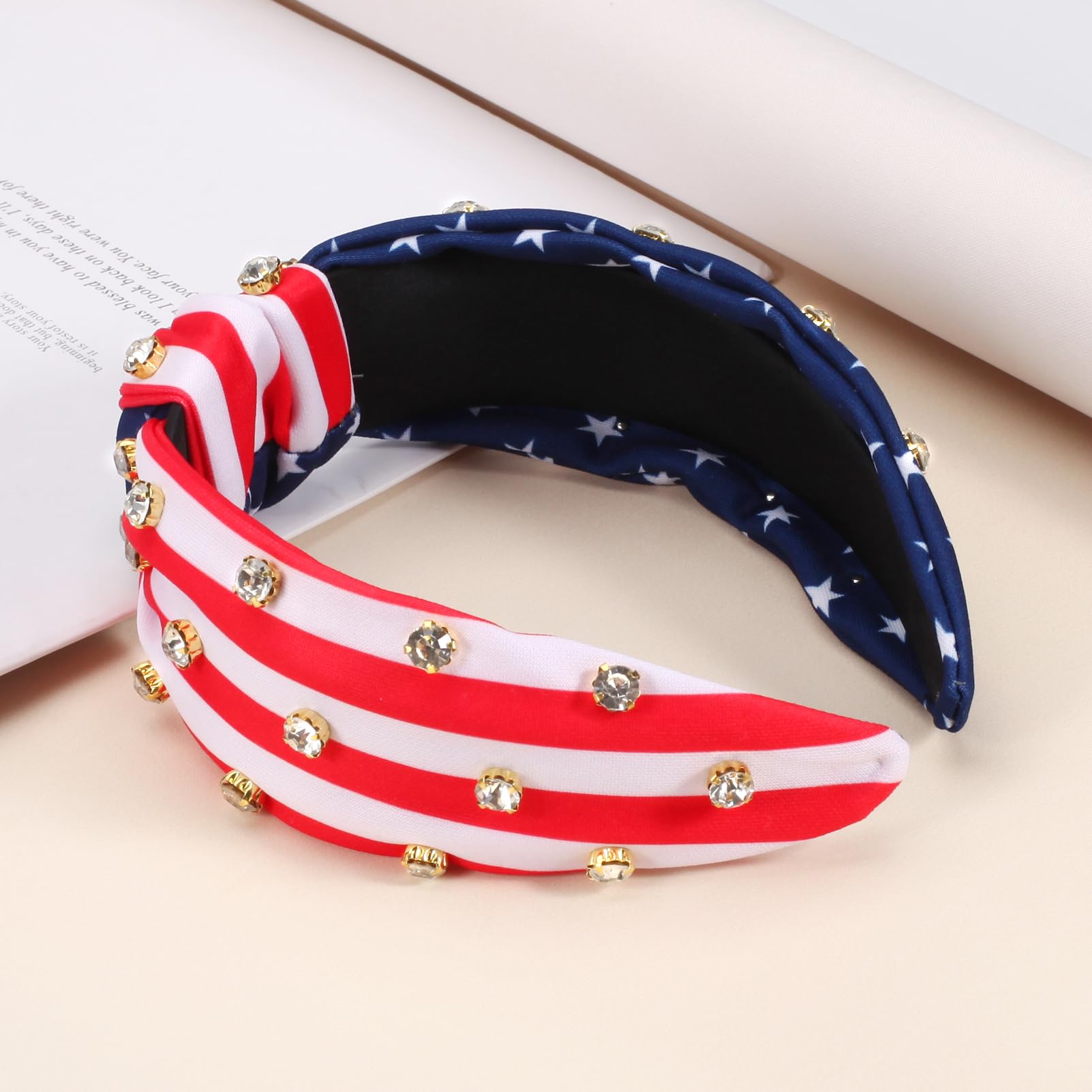 Bookay headband in parade setting adding festive patriotic flair