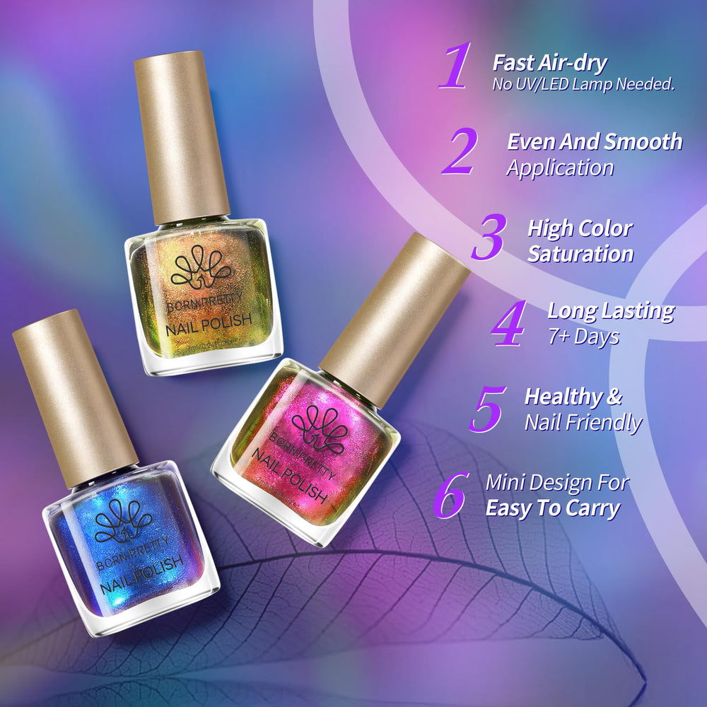 Born Pretty brush applying polish on nail, easy smooth stroke for neat coverage