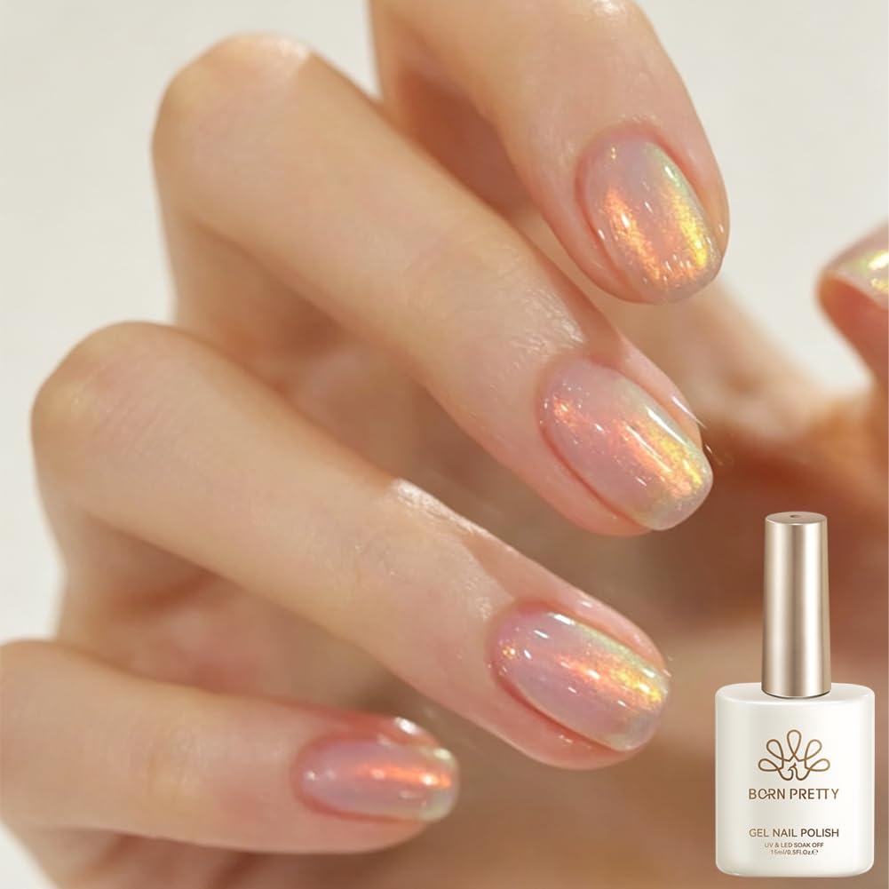 Born Pretty bottle front view showing iridescent shimmer and brand appeal