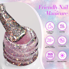 Born Pretty before and after nails highlighting transformative shimmering effect