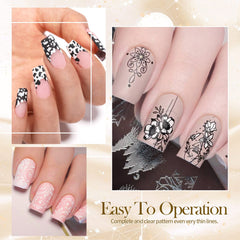 Born Pretty black stamping swatch showing dense pigment for sharp designs