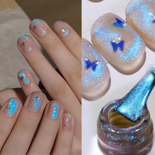 Born Pretty brush stroke of Blue Auroras showing smooth application and rich color