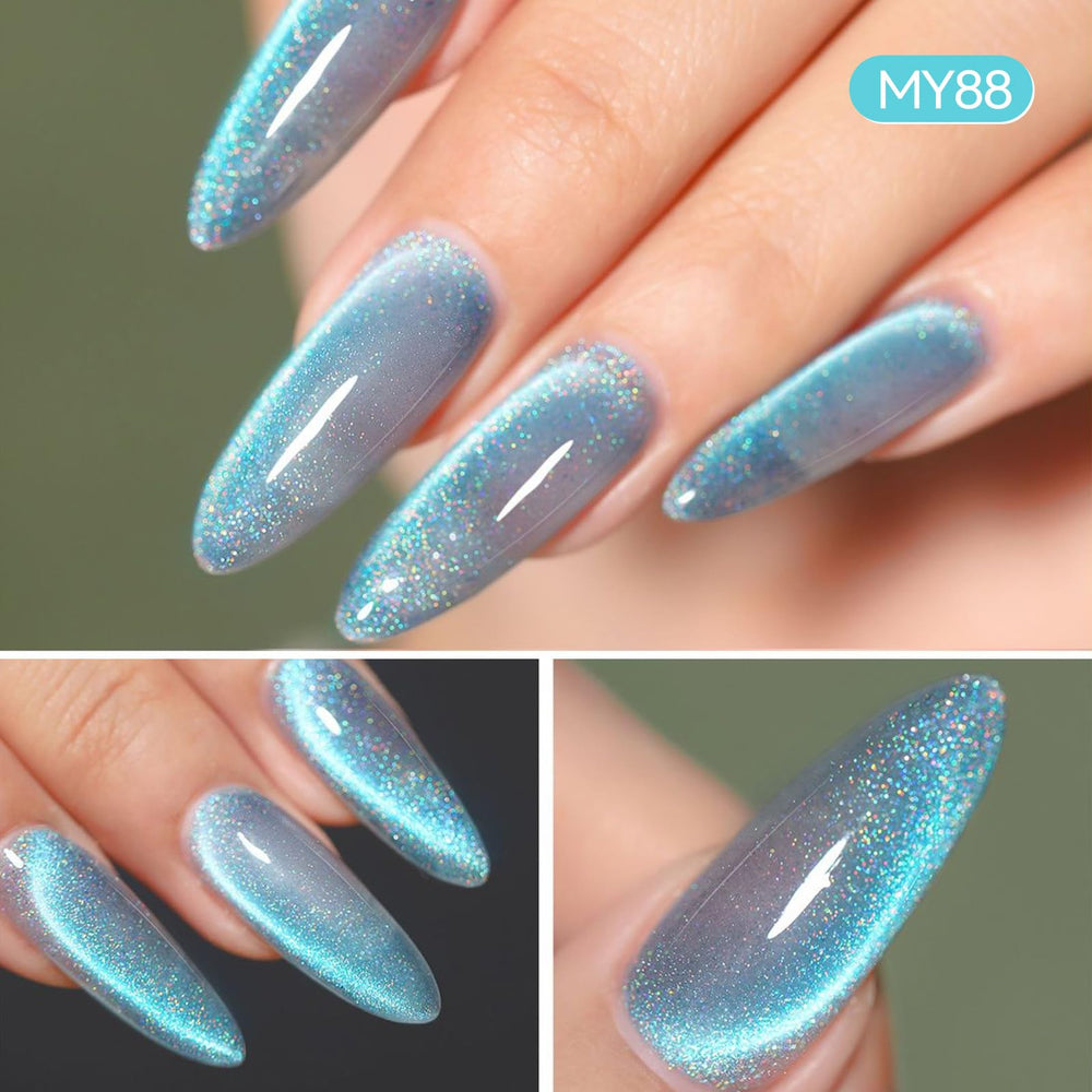 Born Pretty close-up of holographic pigments showing rainbow sparkle depth