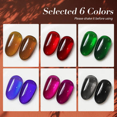 Born Pretty bottles lined up to display brown burgundy green blue black purple shades, easy selection benefit