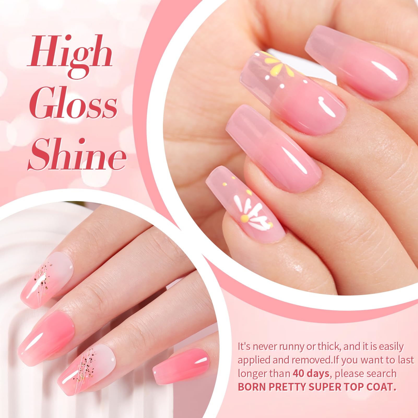 Born Pretty brush stroke texture showing sheer jelly finish and buildable opacity benefit