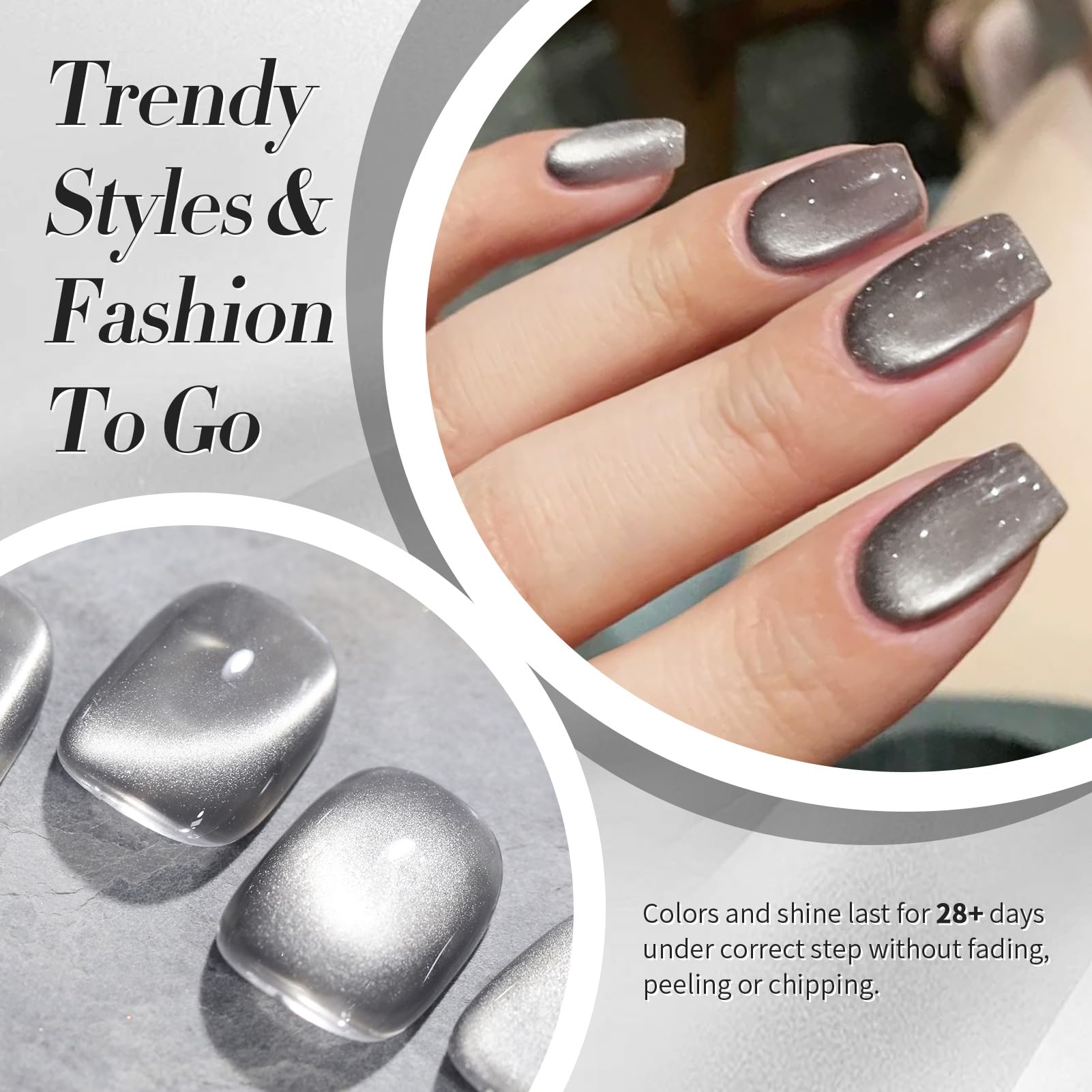 Born Pretty nail displaying cat-eye effect delivering reflective, salon-quality benefit