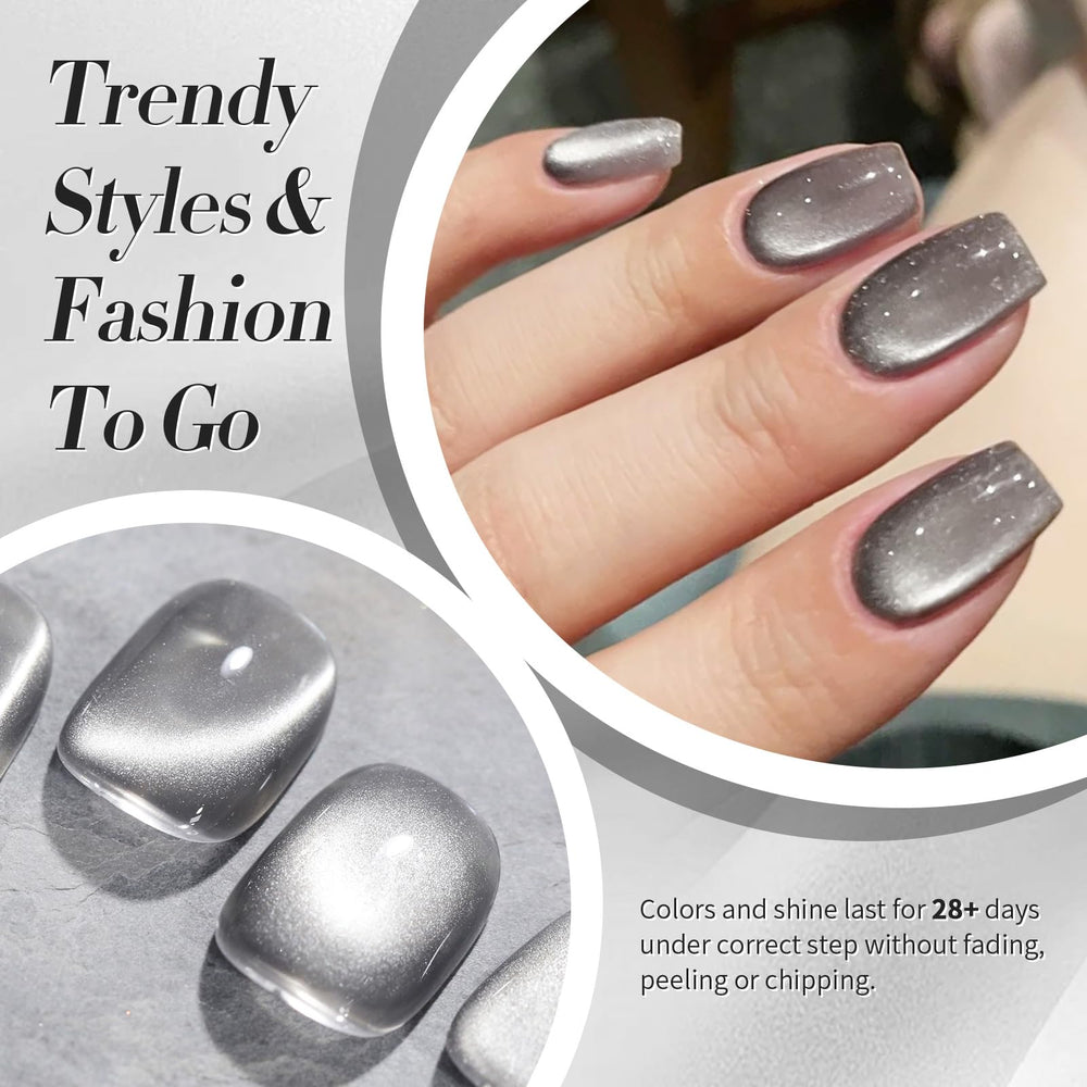 Born Pretty nail displaying cat-eye effect delivering reflective, salon-quality benefit