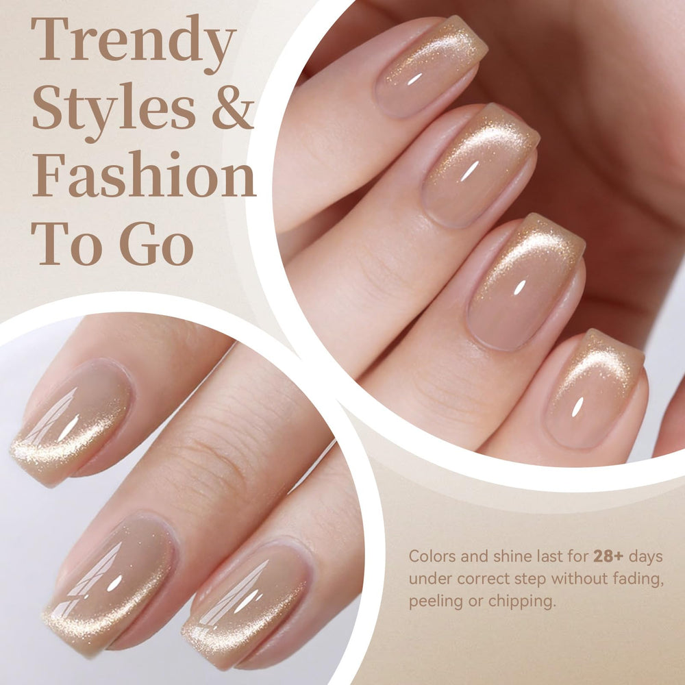 Born Pretty finished nail with cat-eye stripe, eye-catching shine