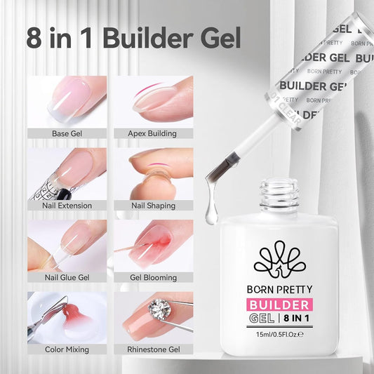 Born Pretty clear builder gel texture close-up demonstrating smooth self-leveling benefit