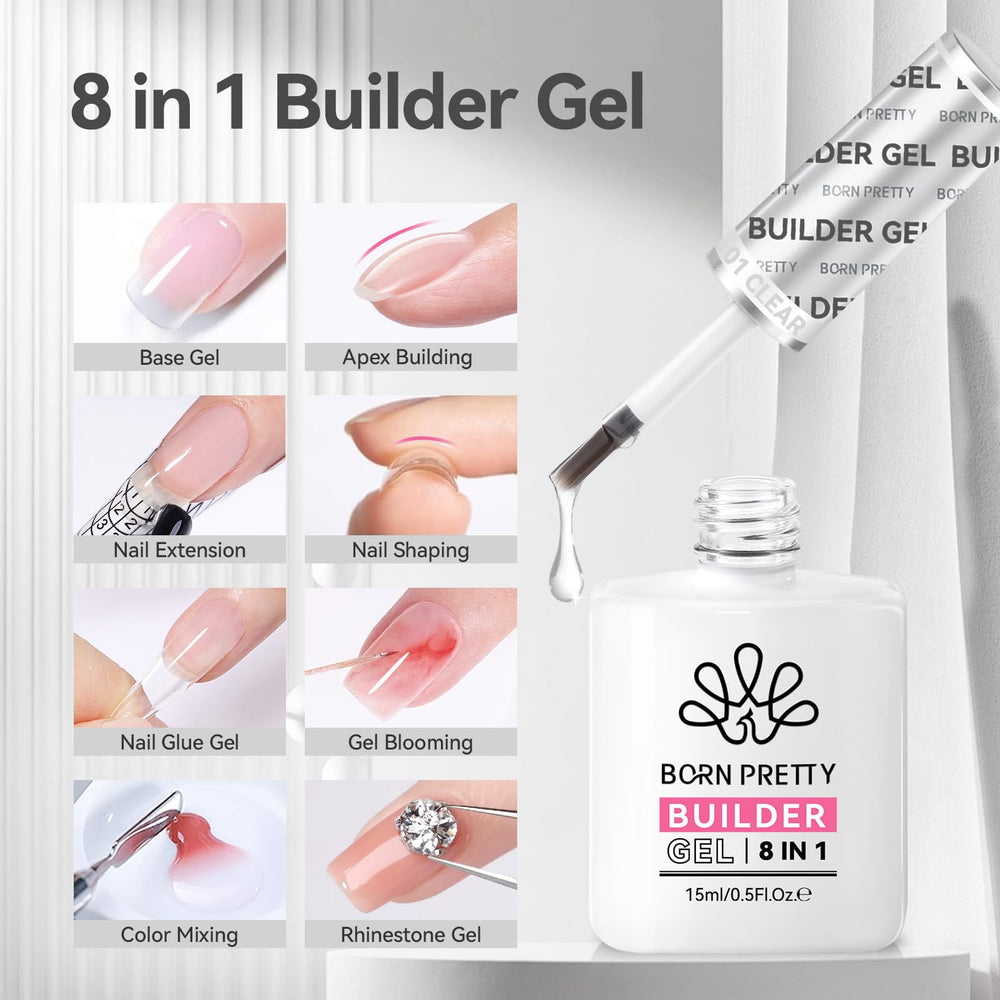 BORN PRETTY close-up of gel texture on brush, smooth self-leveling application