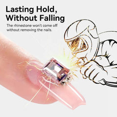 BORN PRETTY cured rhinestone on nail highlighting adhesive clarity and long wear