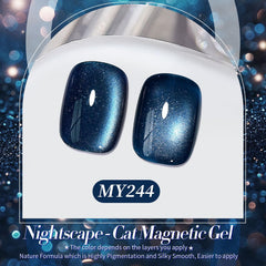 BORN PRETTY magnet held over wet polish creating cat eye pattern for striking designs