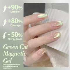 BORN PRETTY nails under warm and cool light showing gold-green shift and visual impact