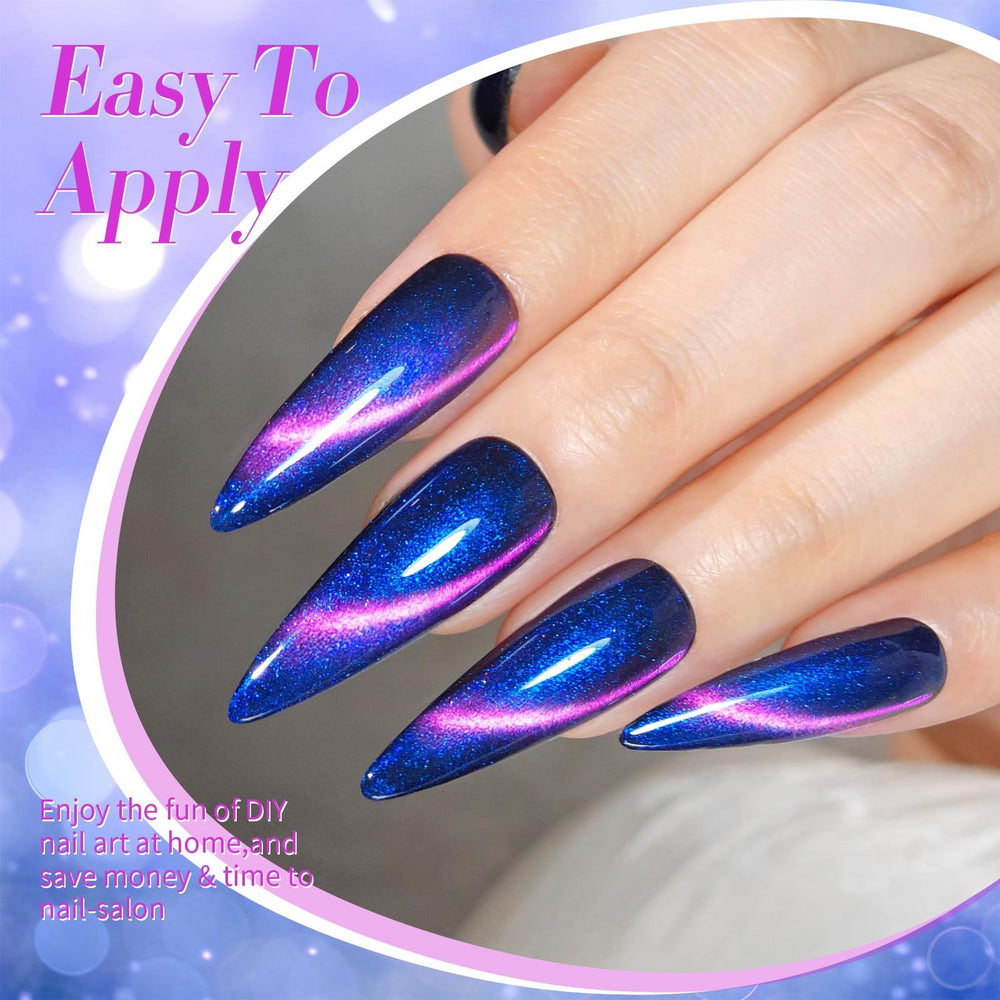BORN PRETTY finished manicure accent nail with reflective cat-eye effect
