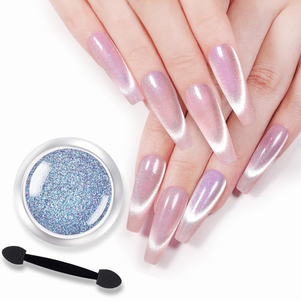 Born Pretty finished manicure under glossy topcoat shows durable sparkly shine