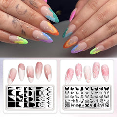 Born Pretty plaid and floral stamped nails combined for layered manicure looks