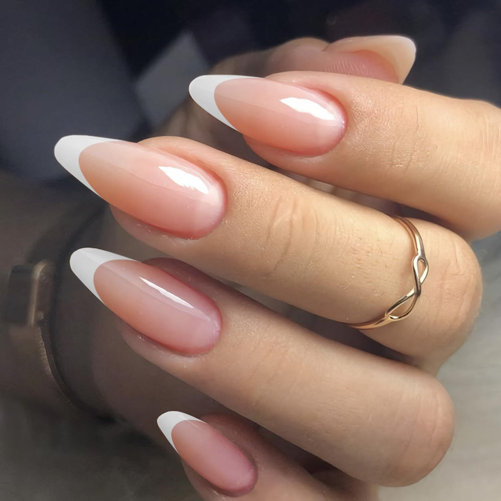 Born Pretty finished French tip nails demonstrating clean, long-lasting look