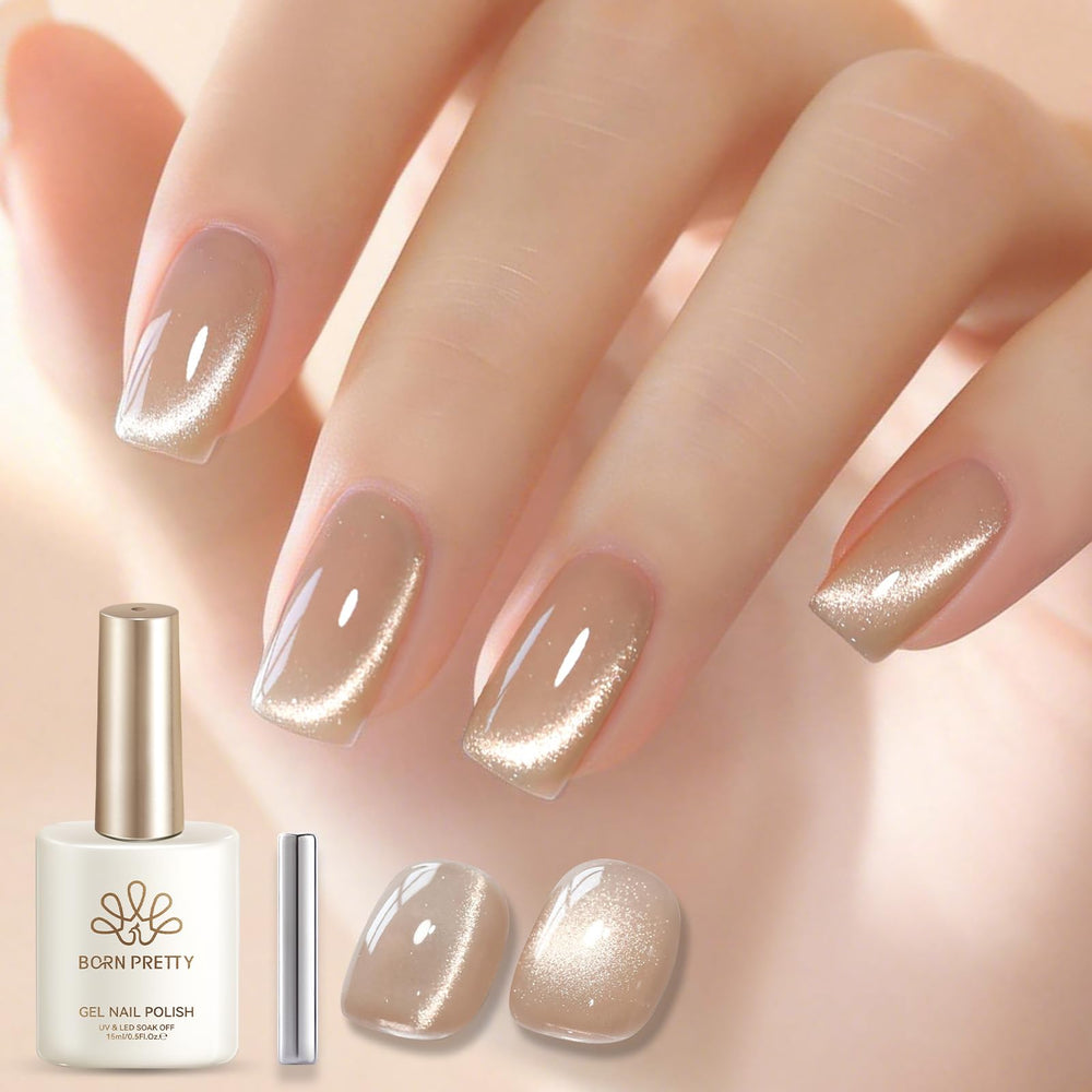 Born Pretty front bottle showing nude cat eye gel, professional results